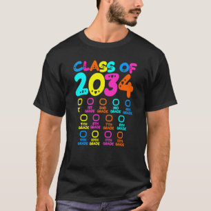 Class Of 2034 Checklist Colorful Grow With Me Grad T-Shirt