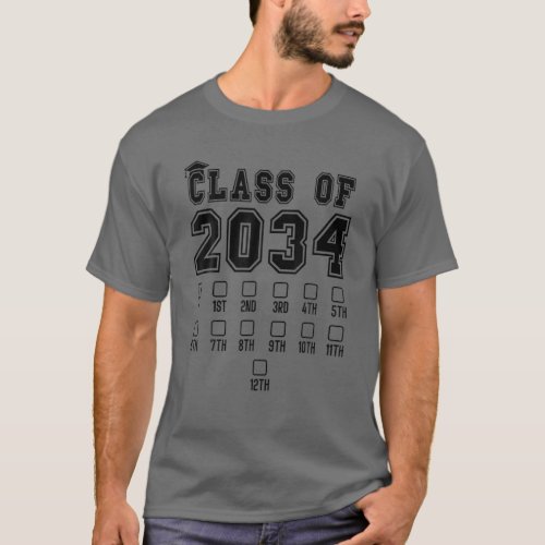 Class Of 2034 Checklist Grow With Me Kindergarten T_Shirt