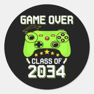 Class of 2034 Game Over Senior Video Games Gamer Classic Round Sticker