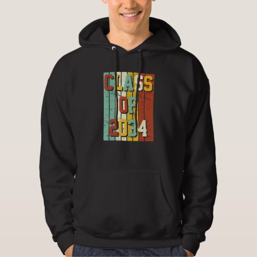 Class Of 2034 Girls Boys Vintage Retro Cute Hoodie
