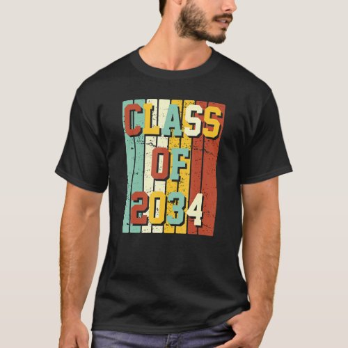 Class Of 2034 Girls Boys Vintage Retro Cute T-Shirt