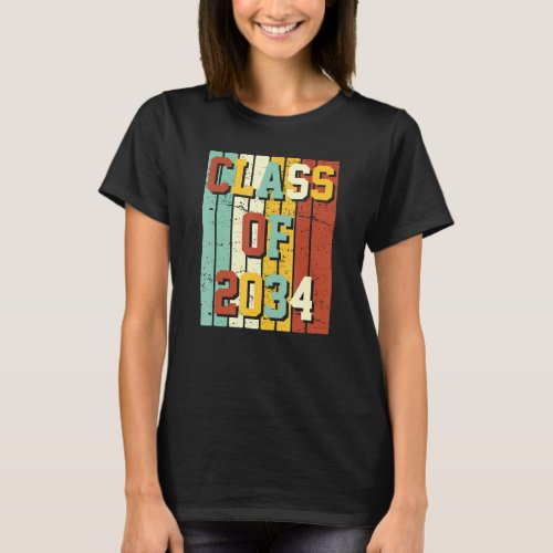 Class Of 2034 Girls Boys Vintage Retro Cute T-Shirt