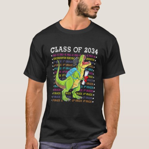 Class Of 2034 Graduation Grow With Me Rex T_Shirt