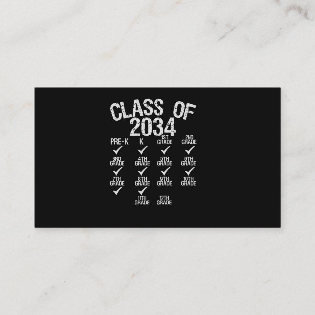 Class Of 2034 Grow With Me 8th Grade Graduation Enclosure Card (Front)