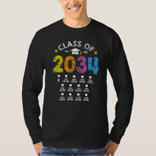 Class Of 2034 Grow With Me Checklist Graduation T-Shirt
