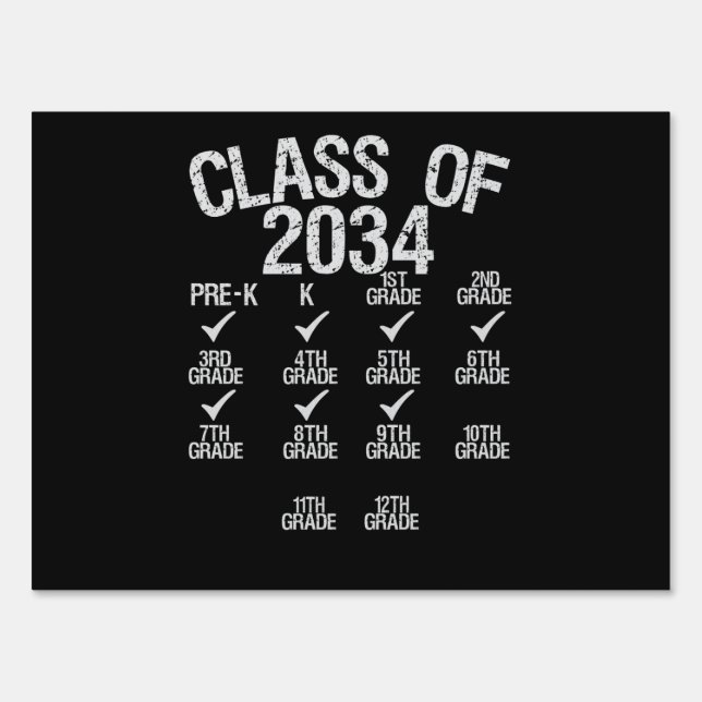 Class Of 2034 Grow With Me Graduation 5th Grade Sign (Front)