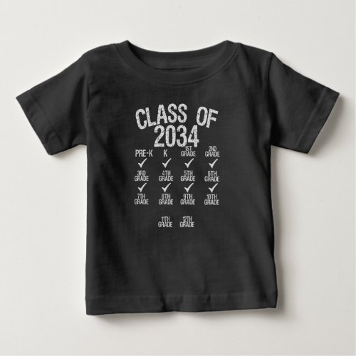 Class Of 2034 Grow With Me Graduation 6th Grade Baby T_Shirt
