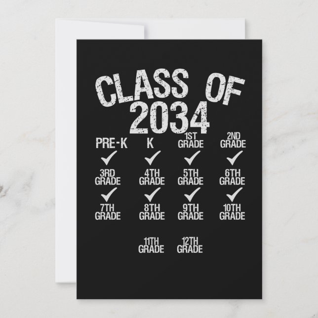 Class Of 2034 Grow With Me Graduation 6th Grade Holiday Card (Front)