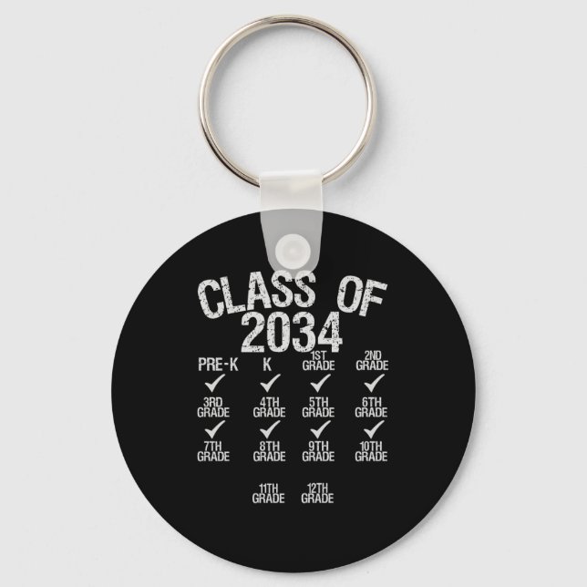 Class Of 2034 Grow With Me Graduation 6th Grade Keychain (Front)