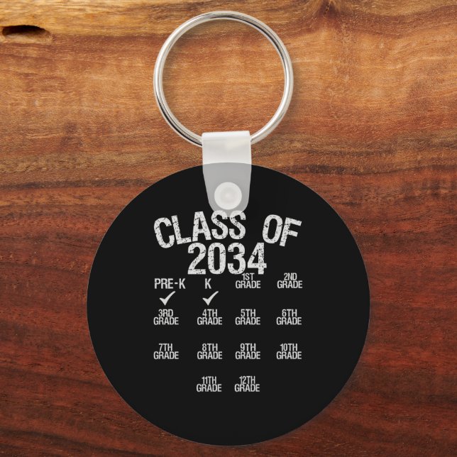 Class Of 2034 Grow With Me Graduation k Class Gift Keychain (Front)