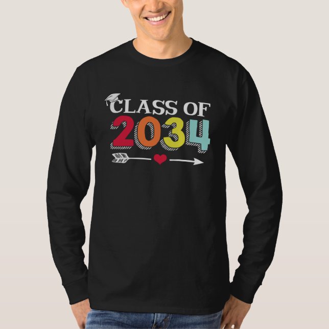 Class Of 2034 Grow With Me Kindergarten K 12 Arrow T-Shirt (Front)