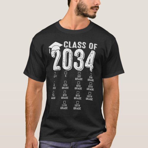 Class Of 2034 Grow With Me Kindergarten Pre K Grad T_Shirt