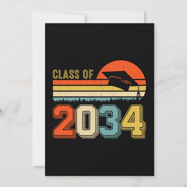 Class Of 2034 Grow With Me Pre-K Graduate Vintage Invitation (Front)