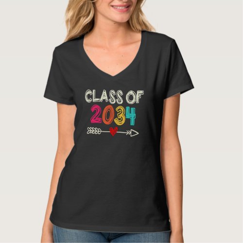 Class Of 2034 Kindergarten Grow With Me Graduation T_Shirt