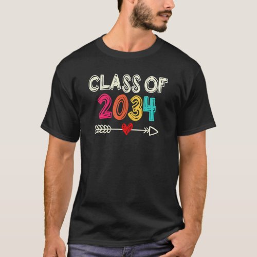 Class Of 2034 Kindergarten Grow With Me Graduation T_Shirt
