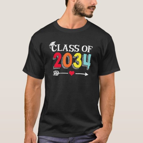 Class Of 2034 Kindergarten K 12 Arrow Grow With Me T_Shirt