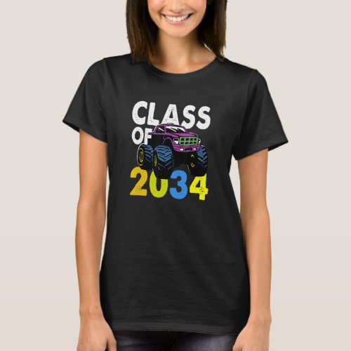Class Of 2034 Monster Truck Kindergarten Grow With T_Shirt