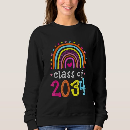 Class Of 2034 Rainbow Pink Graduate Preschool Kind Sweatshirt