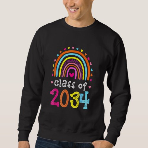 Class Of 2034 Rainbow Pink Graduate Preschool Kind Sweatshirt