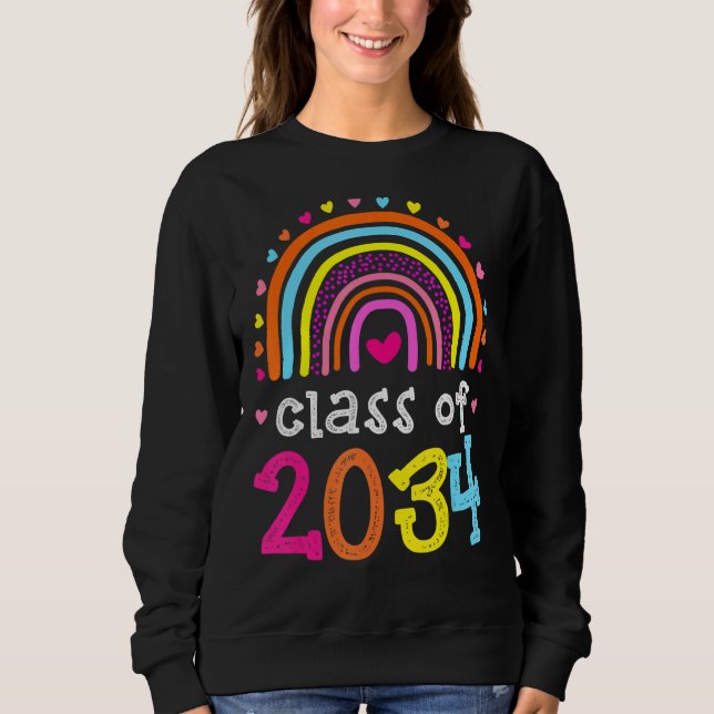 Class Of 2034 Rainbow Pink Graduate Preschool Kind Sweatshirt (Front)