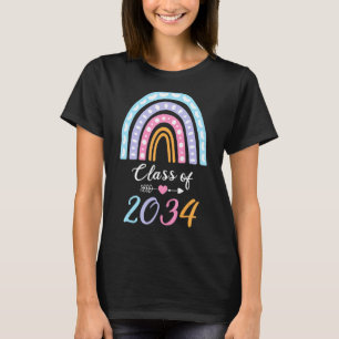 Class Of 2034 Rainbow Pink Graduate Preschool Kind T-Shirt