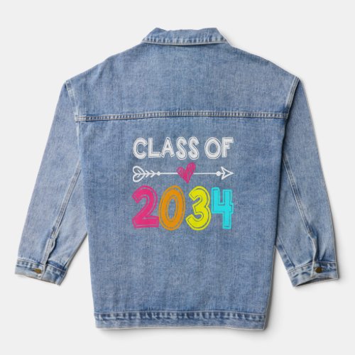 Class Of 2034 Senior 2034 Grow With Me School Grad Denim Jacket