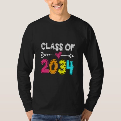 Class Of 2034 Senior 2034 Grow With Me School Grad T_Shirt