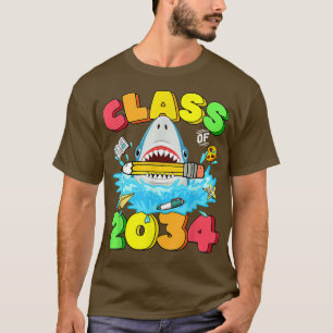 Class of 2034 Shark Grow With Me Graduation Kinder T-Shirt