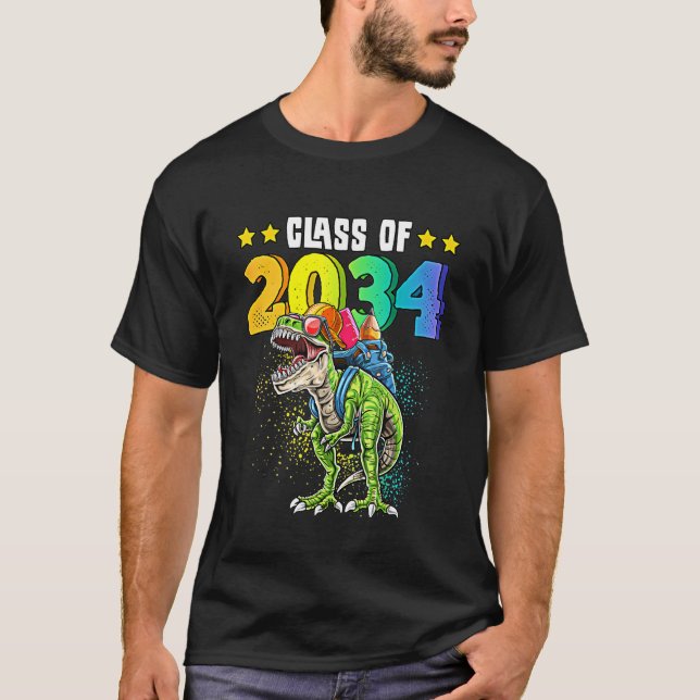 Class of 2034 T-rex Dinosaur Kindergarten T-Shirt (Front)