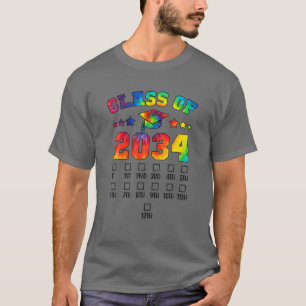 Class Of 2034 Tie Dye Checklist Grow With Me Kinde T-Shirt