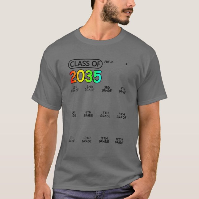 Class Of 2035 Checklist Grow With Me Kindergarten T-Shirt (Front)