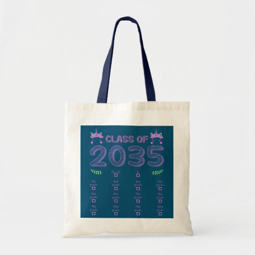 Class Of 2035 Graduation Grow With Me Check Mark Tote Bag