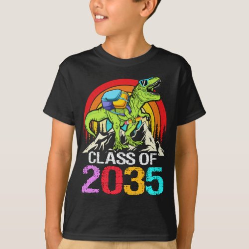 Class Of 2035 Grow With Me Dinosaur back to School T_Shirt