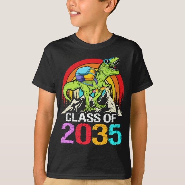 Class Of 2035 Grow With Me Dinosaur back to School T-Shirt (Front)