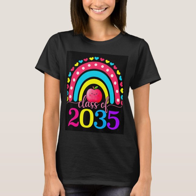 Class Of 2035 Grow With Me Graduation First Day Ra T-Shirt (Front)