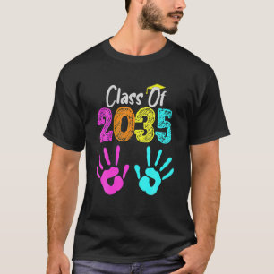Class Of 2035 Grow With Me Handprint On Back Pre K T-Shirt