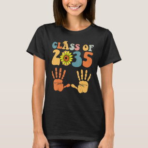 Class Of 2035 Grow With Me Handprint Pre K 12th Gr T-Shirt