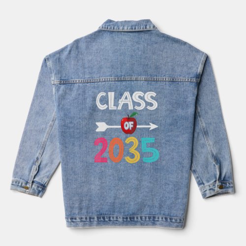 Class Of 2035 Kindergarten Pre K Grow With Me Grad Denim Jacket