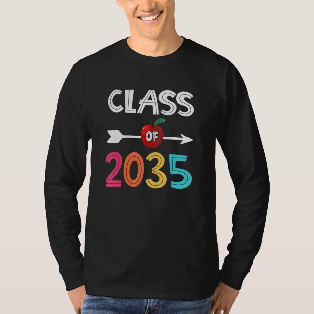 Class Of 2035 Kindergarten Pre K Grow With Me Grad T-Shirt (Front)