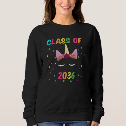 Class Of 2036 First Day Of School Graduate Unicorn Sweatshirt