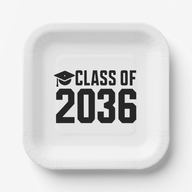 Class Of 2036 Grow With Me Back to School Paper Plates (Front)