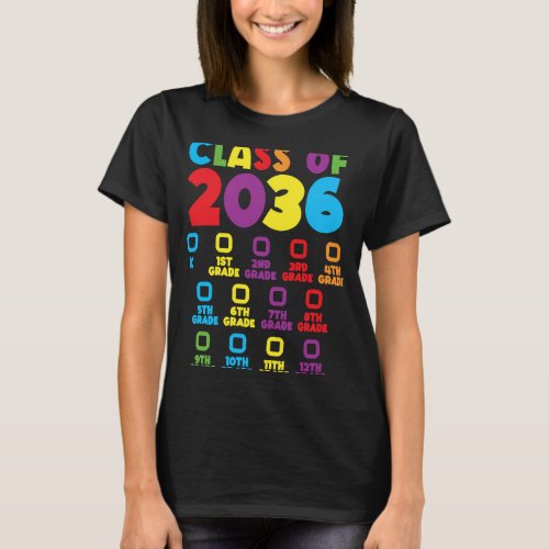 Class Of 2036 Grow With Me Checklist Kindergarten  T_Shirt