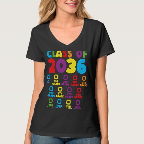 Class Of 2036 Grow With Me Checklist Kindergarten  T_Shirt