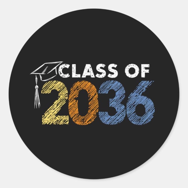 Class of 2036 Grow With Me First Day of School  Classic Round Sticker (Front)