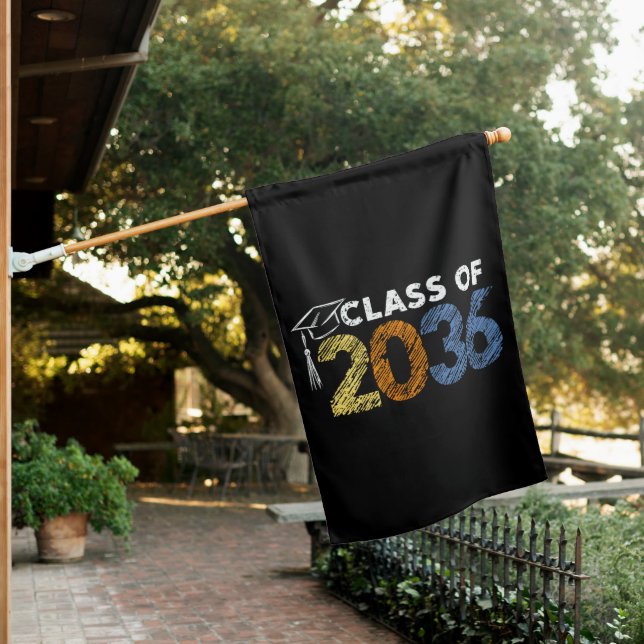 Class of 2036 Grow With Me First Day of School  House Flag (In SItu)