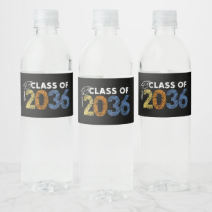 Class of 2036 Grow With Me First Day of School Water Bottle Label