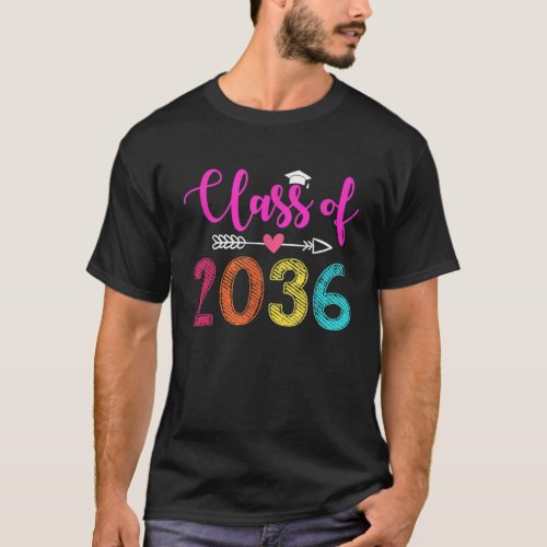 Class Of 2036 Grow With Me Graduation First Day Ki T_Shirt