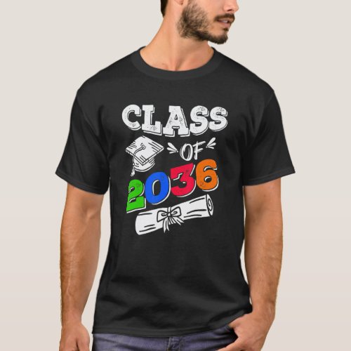 Class Of 2036 Grow With Me Kindergarten Graduation T-Shirt