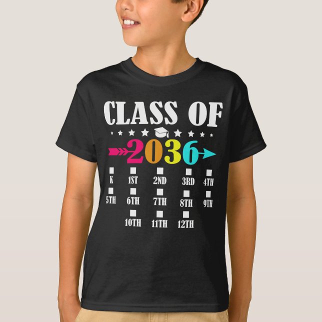 Class Of 2036 Kindergarten First Day 12th Grade T-Shirt (Front)