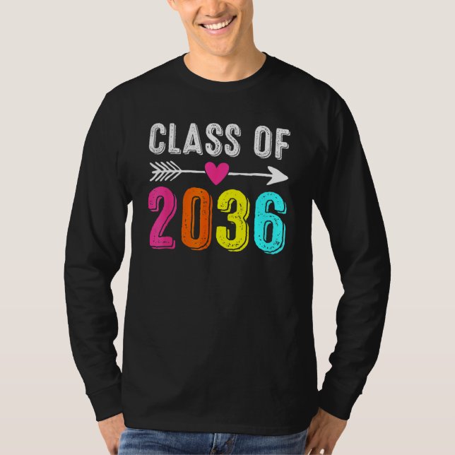Class Of 2036 Kindergarten Pre K Grow With Me Grad T-Shirt (Front)